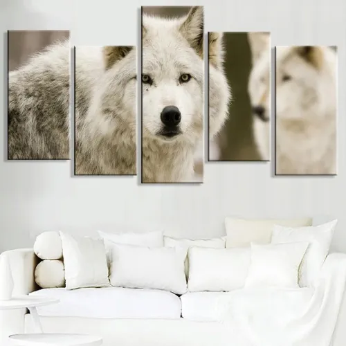 White Wolf Print Canvas Painting