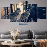 Wolves In Forest Canvas Painting