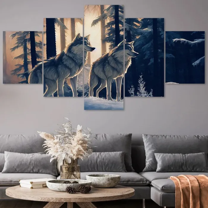 Wolves In Forest Canvas Painting