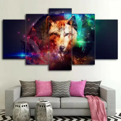 Galaxy Wolf Canvas Painting
