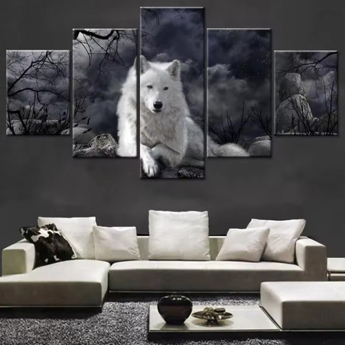 Arctic Wolf Print Canvas Painting