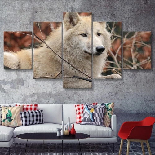 White Wolf Print Canvas Painting