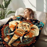 Mandala Elephant Throw Blanket