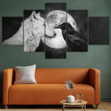 Wolf And Raven Print Canvas Painting