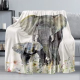 Watercolor Mom And Baby Elephant Blanket