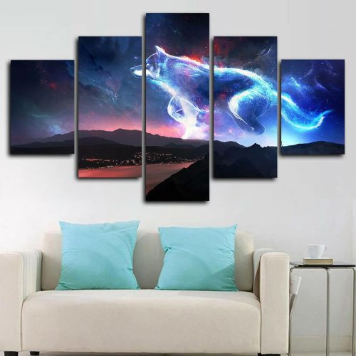 Wolf Galaxy Print Canvas Painting