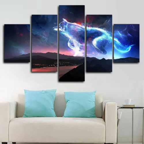 Wolf Galaxy Print Canvas Painting