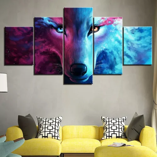 Galaxy Wolf Print Canvas Painting