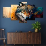 Watercolor Wolf Print Canvas Painting
