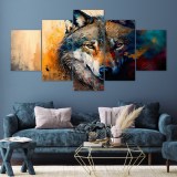 Watercolor Wolf Print Canvas Painting