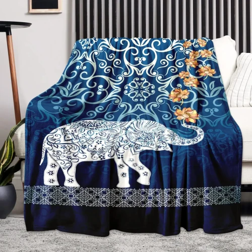 Geometric Elephant Print Blanket