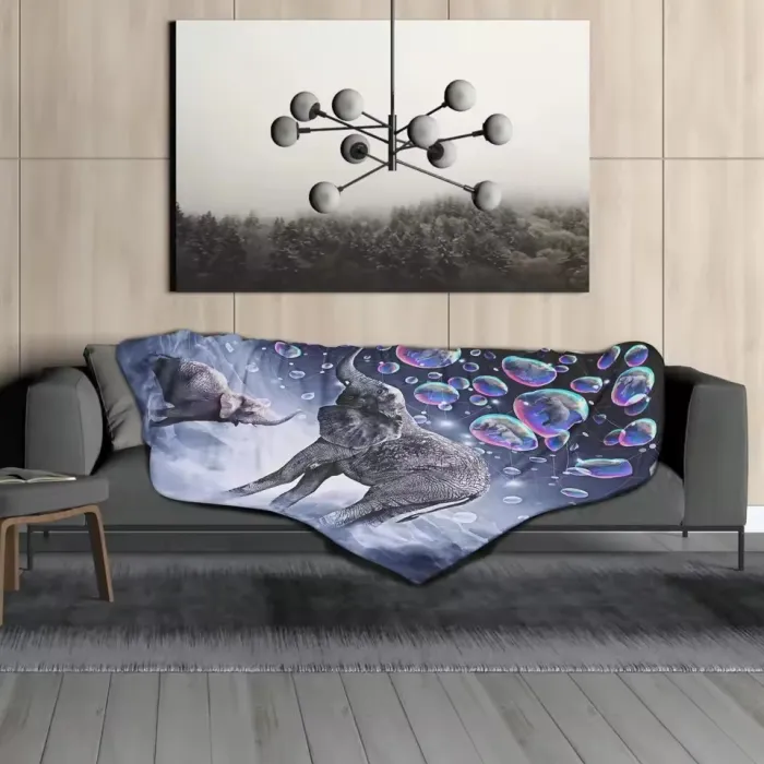 Mom And Baby Elephant Blanket