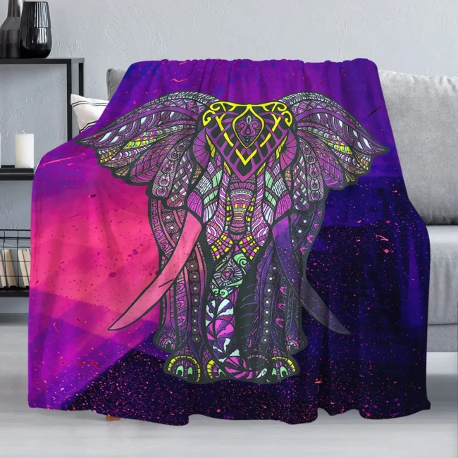 Colorful Elephant Print Blanket