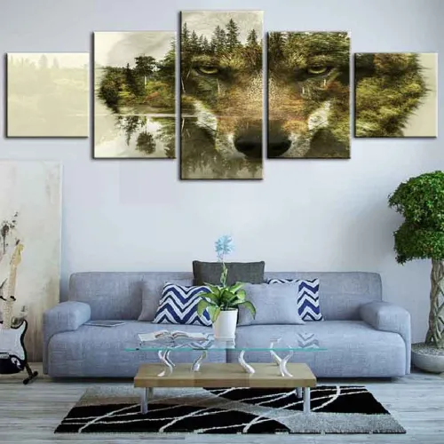 Wolf Face Print Canvas Painting