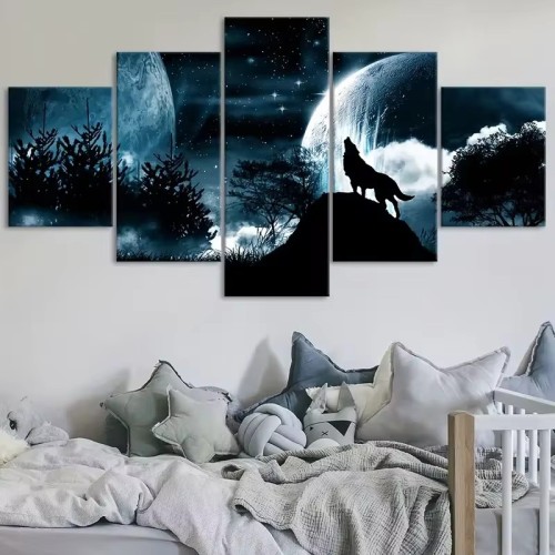 Wolf Howling Print Canvas Painting