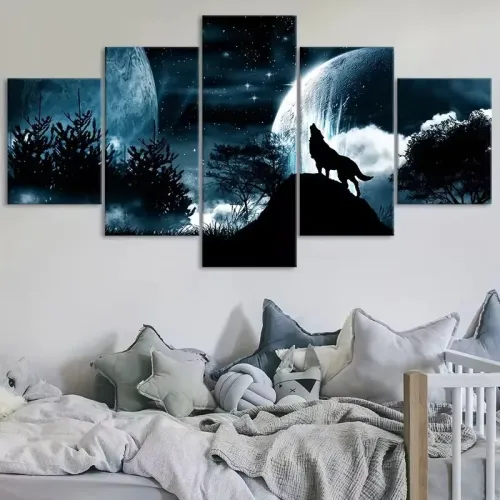 Wolf Howling Print Canvas Painting