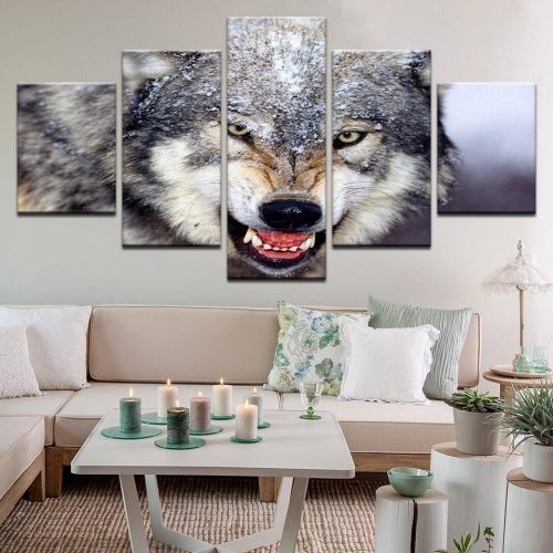 Fierce Wolf Print Canvas Painting