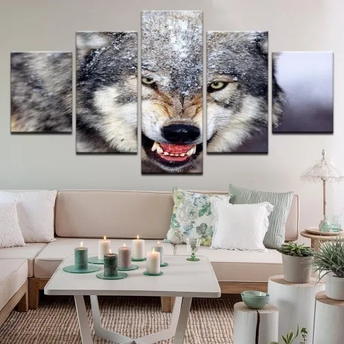 Fierce Wolf Print Canvas Painting