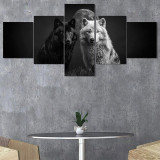 Black And White Wolf Canvas Painting
