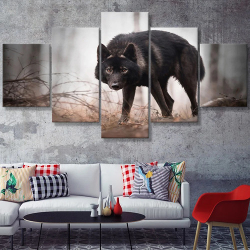 Black Wolf Print Canvas Painting