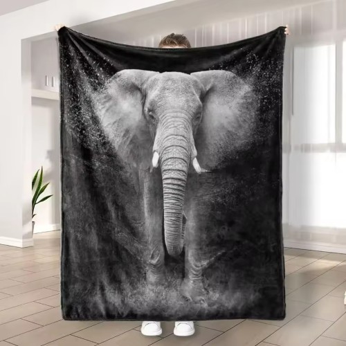 Elephant Print Fleece Blanket