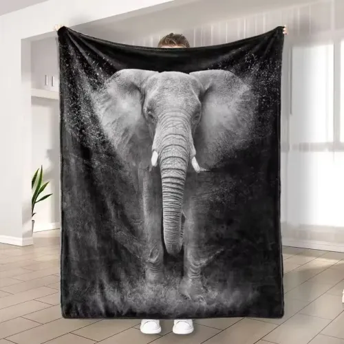 Elephant Print Fleece Blanket