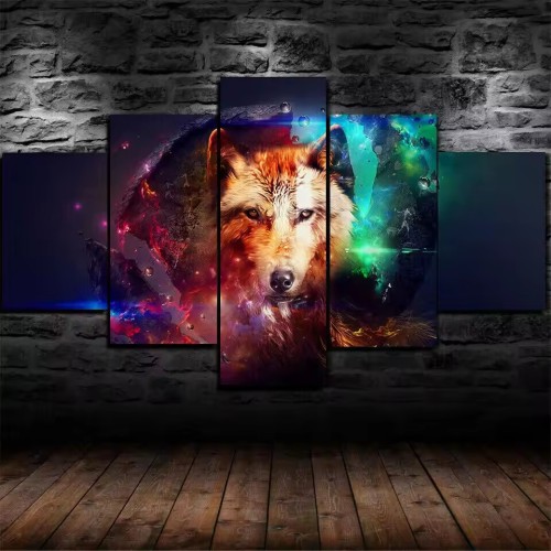 Galaxy Wolf Canvas Painting