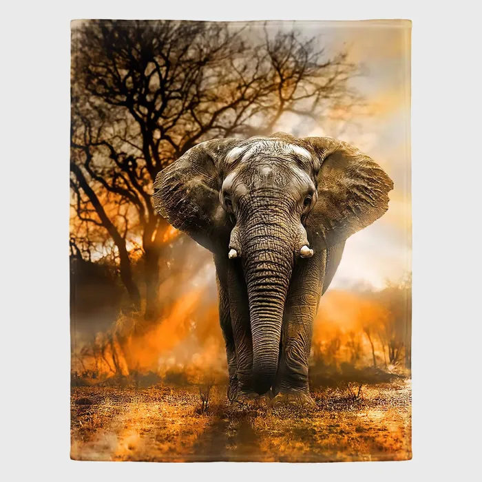 Wild Elephant Throw Blanket