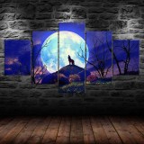 Wolf Moon Print Canvas Painting
