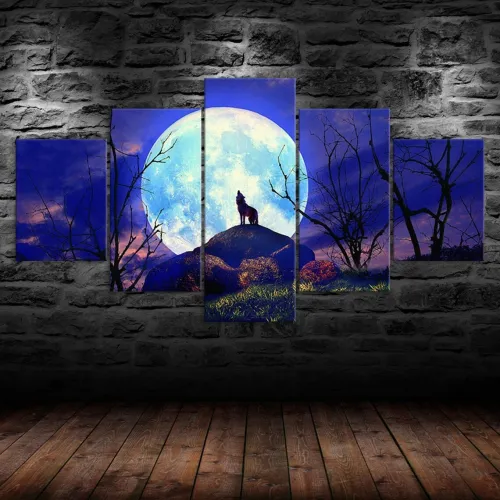 Wolf Moon Print Canvas Painting