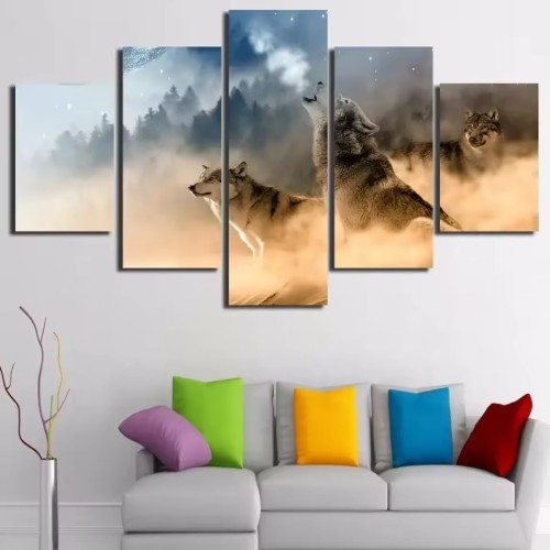 Wolf Packs Howling Print Canvas Painting