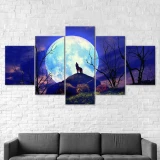 Wolf Moon Print Canvas Painting