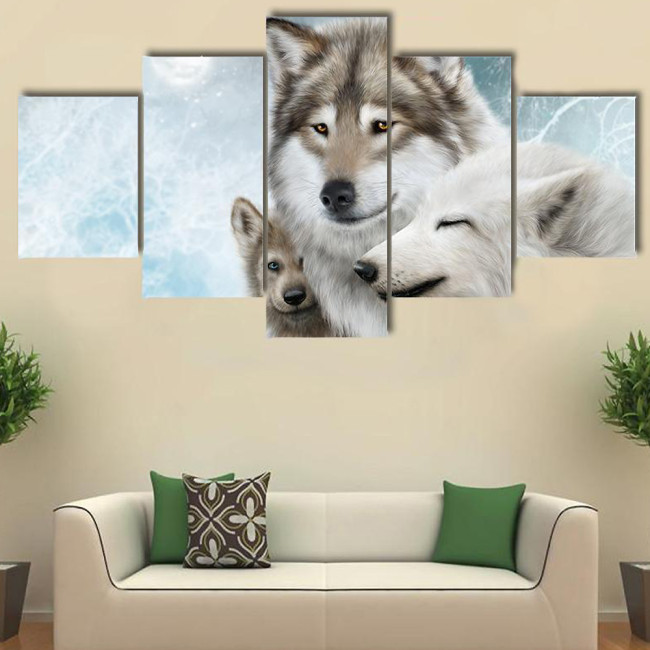Wolf Family Print Canvas Painting