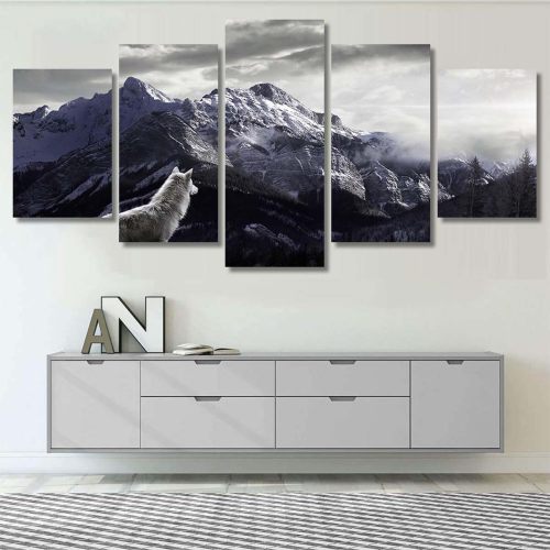 Mountain Wolf Print Canvas Painting