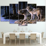 Wolves In Forest Canvas Painting