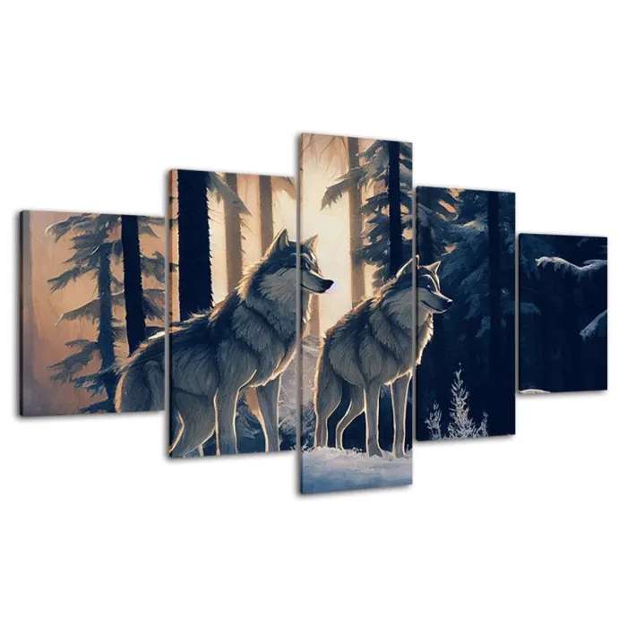 Wolves In Forest Canvas Painting