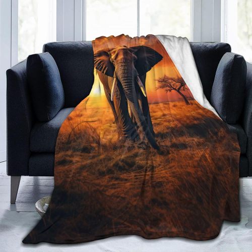 African Elephant Print Blanket