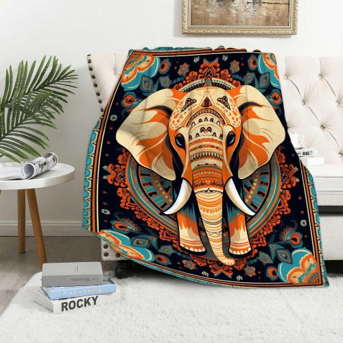 Mandala Elephant Throw Blanket