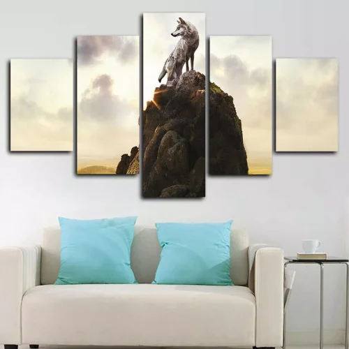 Wolf At The Mountain Canvas Painting