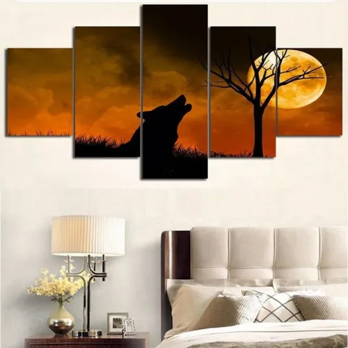 Wolf Howl At Moon Canvas Painting