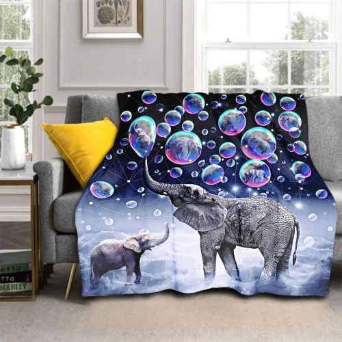 Mom And Baby Elephant Blanket