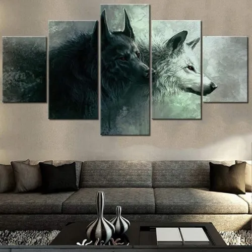 Wolf Couples Print Canvas Painting