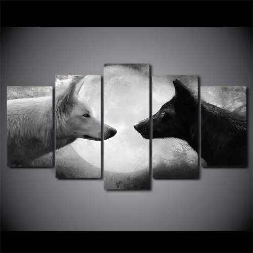 Yin Yang Wolf Canvas Painting