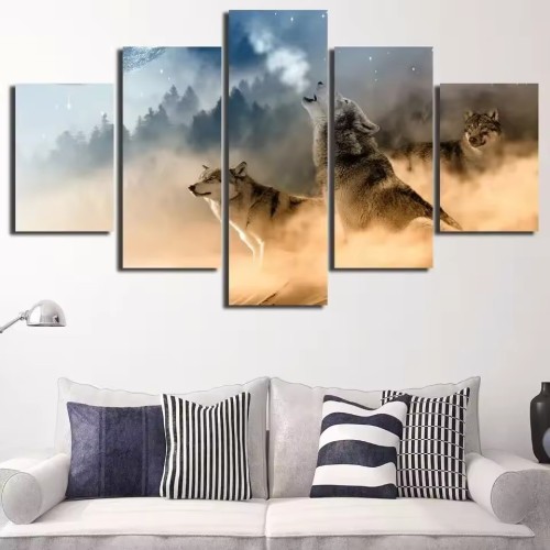 Wolf Packs Howling Print Canvas Painting