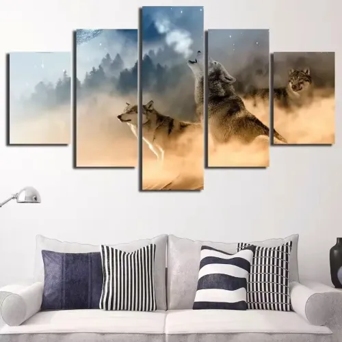 Wolf Packs Howling Print Canvas Painting