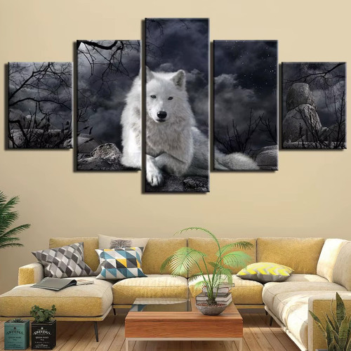 Arctic Wolf Print Canvas Painting