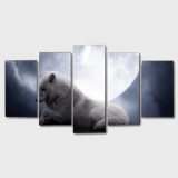 White Wolf Moon Canvas Painting