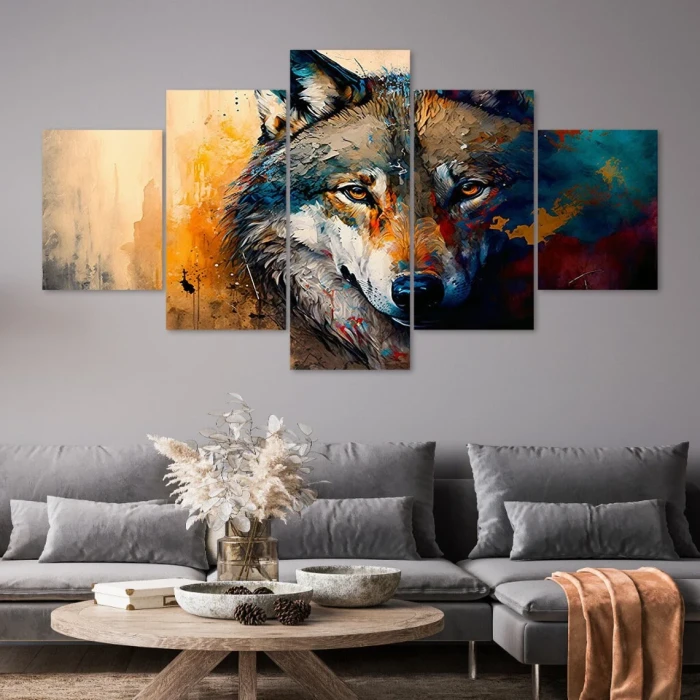 Watercolor Wolf Print Canvas Painting