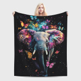 Galaxy Elephant Butterfly Throw Blanket