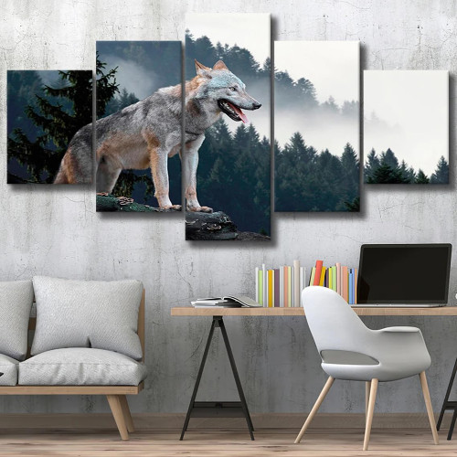 Cute Wolf Print Canvas Painting